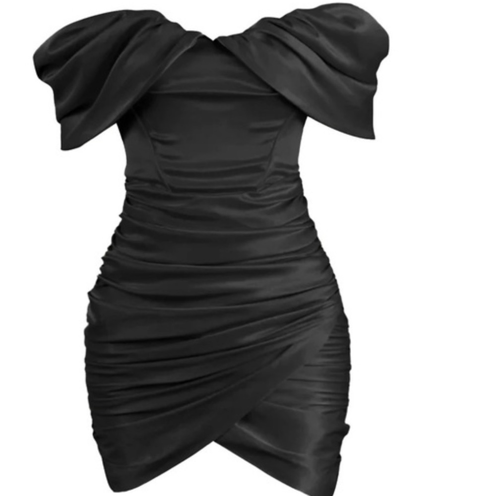 LEAU Divine Satin Corset Dress in Black Size XS